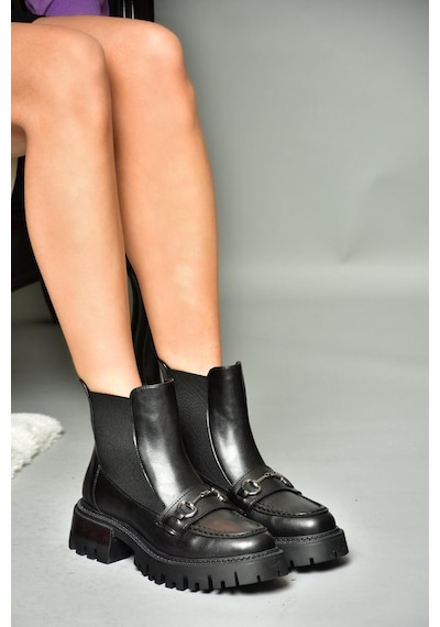 Fox Shoes R312154109 Siyah Kalın Tabanlı Kadın Bot Siyah