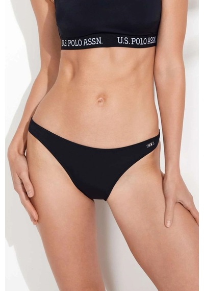 U.S. Polo Assn. Kadın Siyah İnce Kenar Bikini Alt Siyah