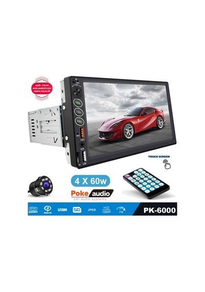 Tofaş Tek Din Teyp 7 Inch 4x60 Watt 2xusb Şarjlı Kameralı Poke Pk-6000