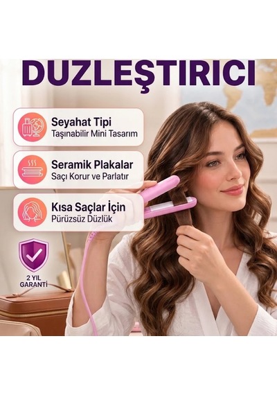 Taşınabilir Seramik Kısa Saç Maşası Ergonomik Tasarım Seyahat Tipi