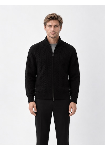 Xint Siyah Regular Fit Dik Yaka Hırka 801779
