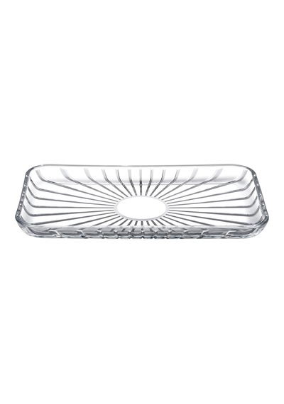Elegant Dikdörtgen Servis Tabağı 165x280, Seffaf Açık Gri
