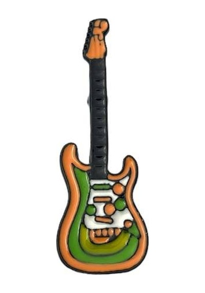 Elektro Gitar Müzik Yeşil Turuncu Hediyelik Rozet 1896 Çok Renkli
