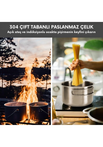 Kingcamp Cookware Set Paslanmaz Çelik Kamp Tencere Seti Gri