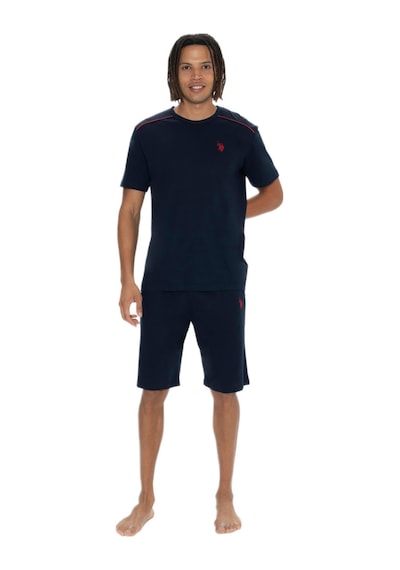 U.s. Polo Assn. 18905 Erkek Bisiklet Yaka Kısa Kol Şortlu 3'lü Pijama Takım Lacıvert