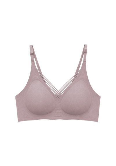 Cottonill Seamless Bra - Lucent Kahverengi Lazer Kesim Balensiz Ön Çapraz Şerit Detaylı Kadın Sütyen