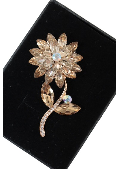 Mutluluğun Tohumu Lotus Çiçeği Broş Gold Renkli Pırlanta Taşlı Kadın Yaka İğnesi Lotus Çiçekli Broş Çok renkli