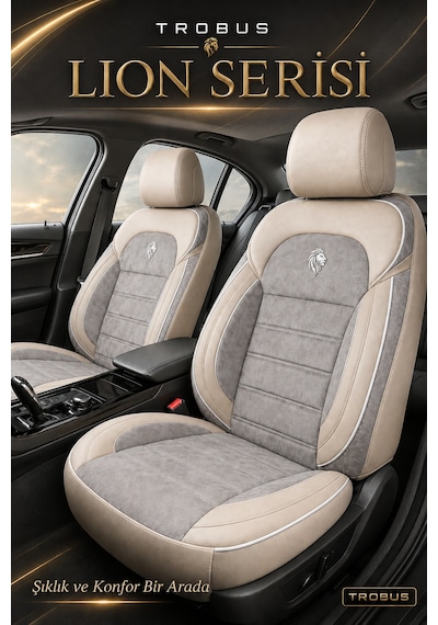 Renault R9 Broadway 1990-2000 Uyumlu Lion Serisi Tay Tüyü Bej Premium Koltuk Kılıfı