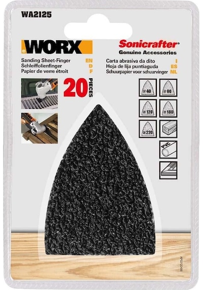 Worx Wa2125 20 Parça Çok Amaçlı Zımpara Makinası Cırtlı Universal Yedek Zımpara Kâğıdı Seti Fr Wa2125