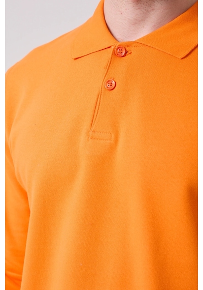Galanthus Polo Sweat Uzun Kollu Pamuklu Sweatshirt İş Ve Günlük Kullanım İçin Turuncu