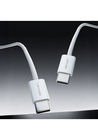 Lenyes Lc526 Type-c To Type-c Akıllı Çip Koruma Özellikli Data Ve Şarj Kablosu 60w 1.2m Beyaz Beyaz