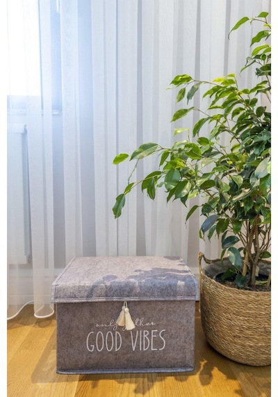 Muomuo Home Keçe Kapaklı Mini Kutu 35X24X24 Cm. Gri Çok Renkli
