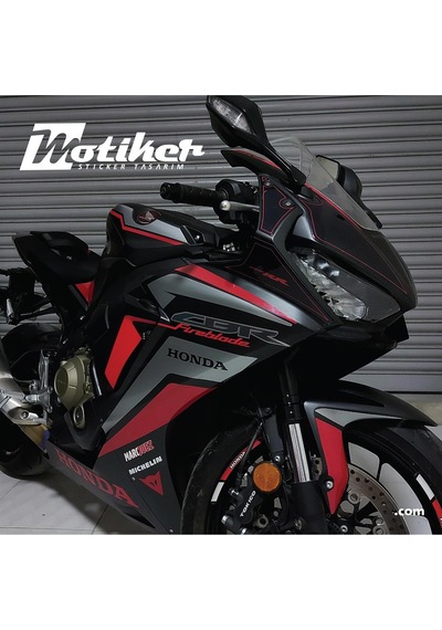 HONDA CBR 1000RR - FIREBLADE Gri Kırmızı Sticker Etiket Modeli