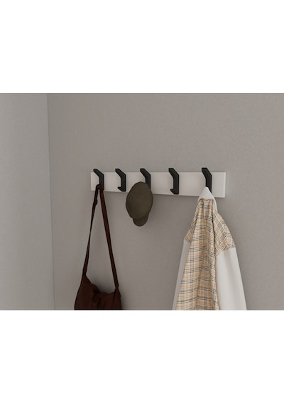 Hepsi3boyutlu Modern Duvar & Kapı Kanca Askılık - 5 Adet Siyah Kanca Askılık - Model No : 2 Siyah
