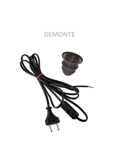 E27 Duy ve Arapuarlı Kablo 2 Metre Siyah Tam Takım Demonte