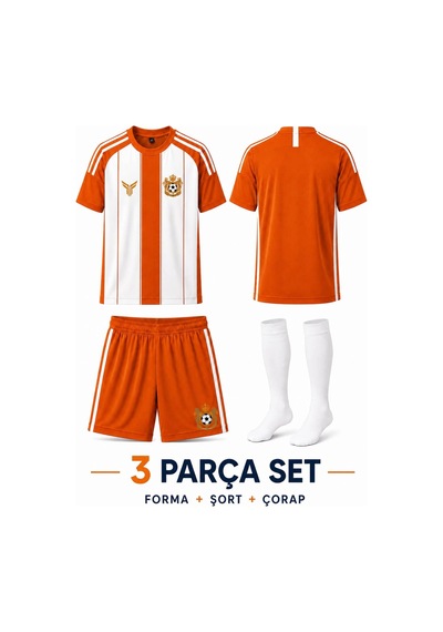 Yenteks Çocuk Halı Saha Futbol Forması Seti Turuncu-beyaz Forma+şort+çorap Turuncu Turuncu