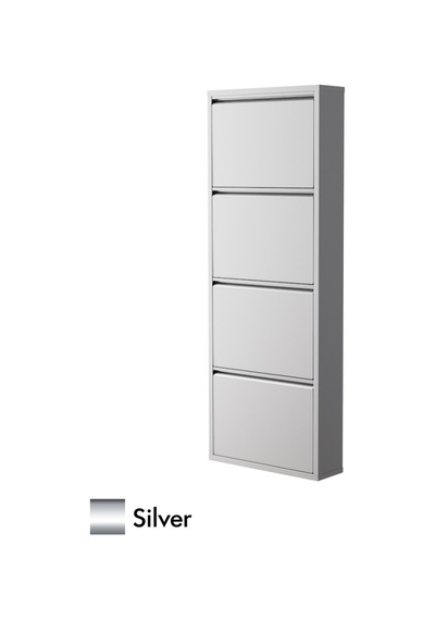 Evdemo 4 Kapaklı Metal Ayakkabılık Silver