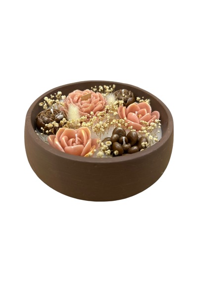 Yuvarlak Kasede 19x5 Cm Çiçek Mum Kadınlar Günü, Anneler Günü Hediyelik
