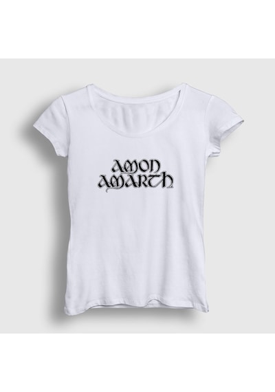 Presmono Kadın Amon Amarth T-shirt Beyaz