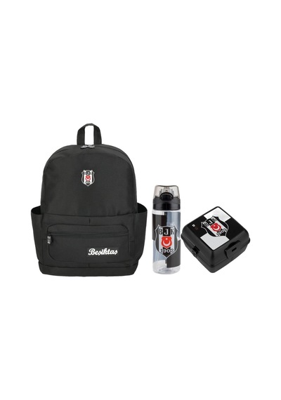 Taraftar Beşiktaş Çanta+ Suluk+ Beslenme Kabı Set8 Siyah - Beyaz