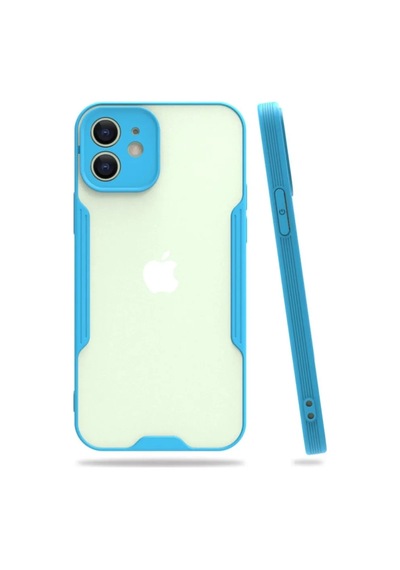 Jenerik Apple iPhone Uyumlu  Uyumlu 12 Kılıf Platin Silikon - Mavi
