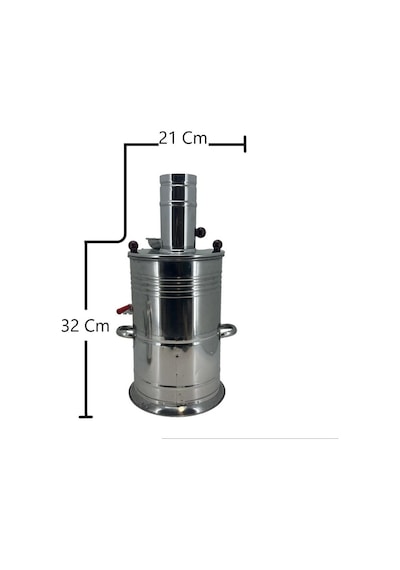 Paslanmaz 304 Çelik 5 L Çift Hazneli Demlikli Semaver