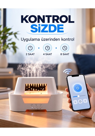 Damla Tasarımlı Aroma Difüzör 300 Ml Hava Nemlendirici Amber Işıklı 3 Renk Led Zamanlayıcılı Uygulama Kontrollü Dekoratif Buhar Makinesi Beyaz