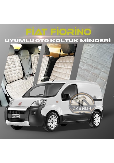 Fiat Fiorino Bej Renk Tay Tüyü Cepli & Terletmez Sırtlı Oto Koltuk Minder Seti - Koltuk Koruma Kılıfı Ön & Arka Tam Set