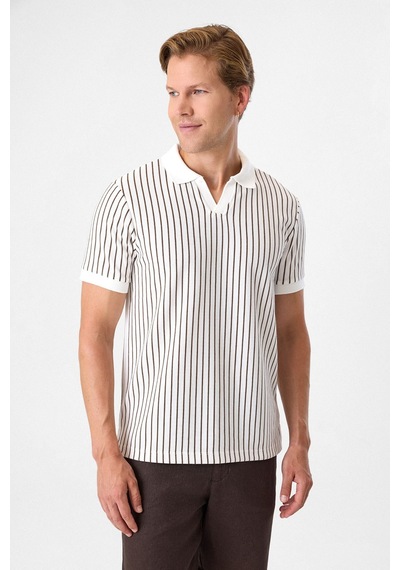 Back And Bond Regular Fit Ekru Düğmesiz Polo Yaka Tişört Çok Renkli