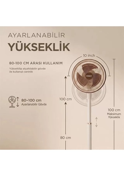 Hubrendy Sh Everest Fan13 Olympos Air Krem/gold 10" 80w 3 Hız Kademeli 2000rpm Çift Motorlu Retro Va