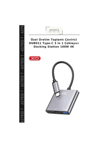 Özel Üretim Toplantı Çevirici Hub011 Type-c 3 İn 1 Çoklayıcı Docking Station 100w 4k
