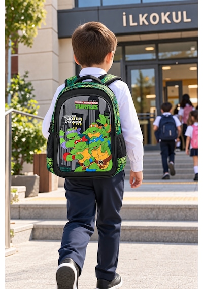 Ninja Kaplumbağalar Turtles Okul Çantası İlkokul Öğrenci Sırt Çantası 40 X 25 X 17 Çok Renkli
