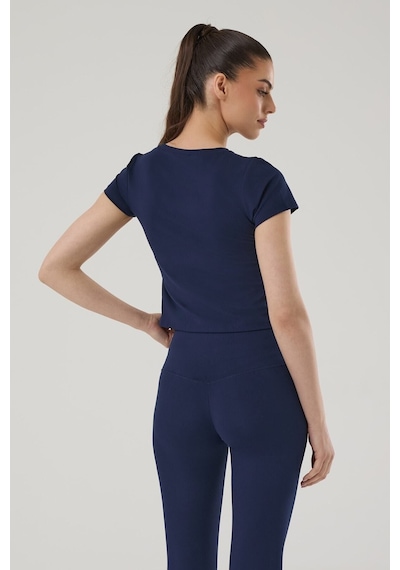 Ayessa Kadın Kısa Kollu Crop T-shırt 4014 Lacivert