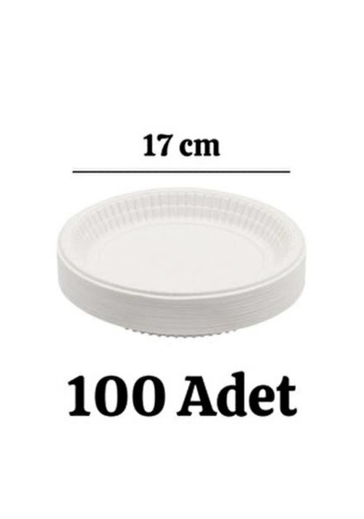 Beyaz Plastik Tabak 170 Mm 17cm Tek Kullanımlık Dayanıklı Yemek Tabağı 100 Adet
