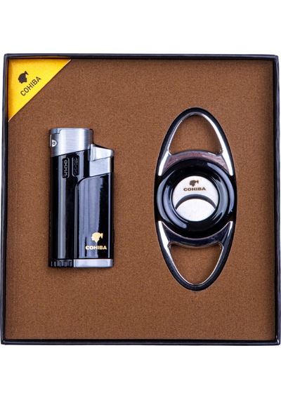 Cohiba Siyah-gümüş Çakmak Kesici İkili Puro Seti - Tr8341