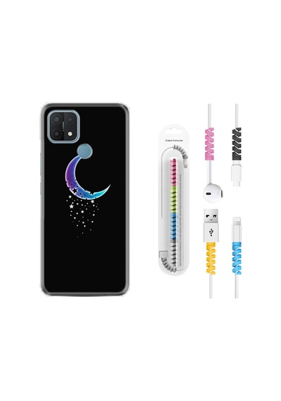 Oppo A15S Kılıf Kablo Koruyuculu Moon Star 1851