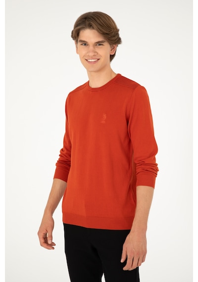 U.S. Polo Assn. Erkek Slim Fit Bisiklet Yaka Kiremit Basic Kazak 50288888-VR031