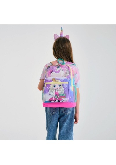 Coral High Kids Pembe Su Yeşili Unicornlu Kız Desenli 2'li Okul Çanta Seti - Kız Çocuk Pembe Su Yeşili Unicorn