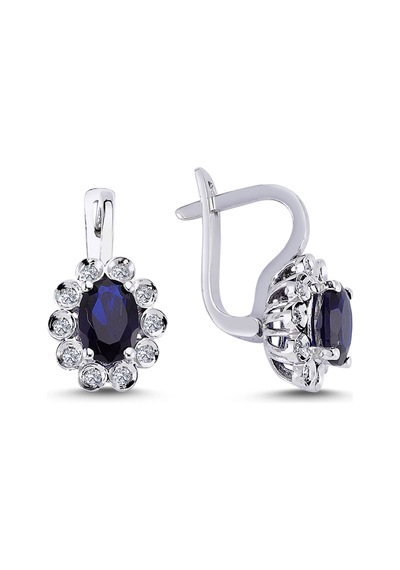 Lova Pırlantalı Oval Safir Anturaj Küpe -  3070016