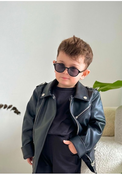 Yeni-unisex 1-5 Yaş Polarize Siyah Çocuk Güneş Gözlüğü Siyah