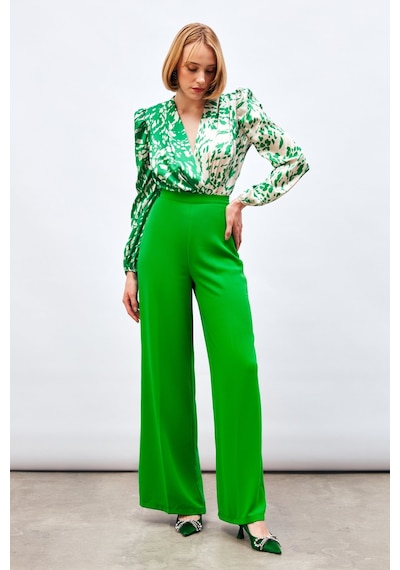 Sateen Salaş Krep Pantolon - Yeşil