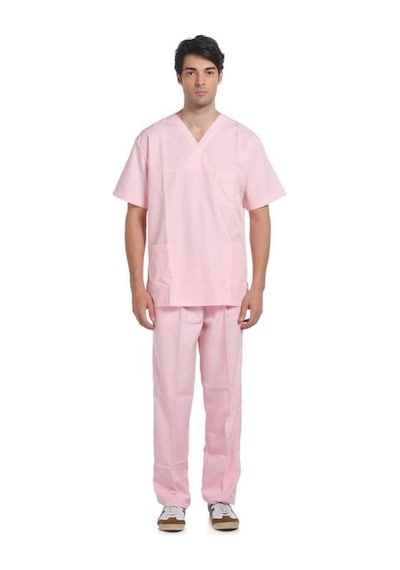 V Yaka Takım Kısa Kol Pembe