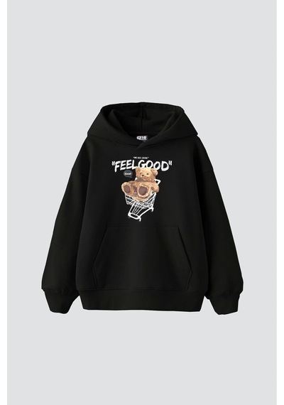 Startmore Feel Good Baskılı Oversize Unisex Siyah Siyah