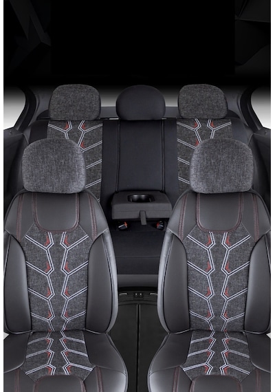 Volvo S90 Keten Oto Koltuk Kılıfı Ön Arka Set Karaca Siyah Scr