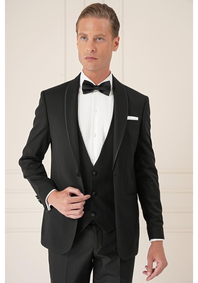 Efor Black 078 Slim Fit Çıkarılabilir Saten Yaka Cerutti Kumaş Yelekli Siyah Damatlık Smokin Takım Siyah Efor Black 078 Slim Fit Çıkarılabilir Saten Yaka Cerutti Kumaş Yelekli Siyah Damatlık Smokin Takım Siyah