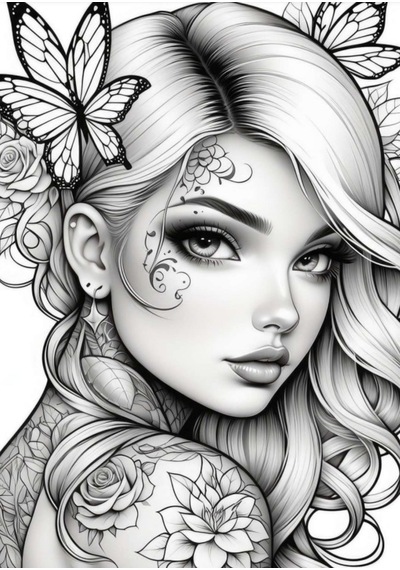Güzel Kadınlar Tattoo Boyama Kitap Seti 3 Kitap