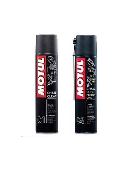 Motul C1 Chain Clean + C4 Chain Lube Factory Line 2 x 400 ML