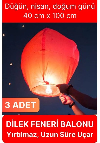 3 Adet Dilek Feneri Balonu Gece Ateş Gökyüzü Işığı Uçurtma Yırtılmaz Kaliteli Düğün Nişan Özel Gün