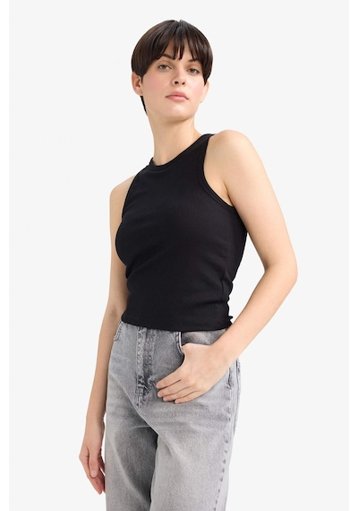 Defacto Slim Fit Dar Kesim Basic Düz Halter Yaka Fitilli Kaşkorse Pedli Atlet G0843ax25aubk81 Siyah