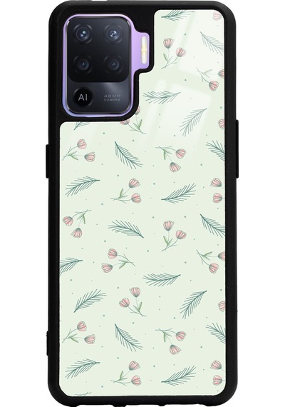 Oppo Reno5lite Yeşil Yapraklı Tasarımlı Glossy Telefon Kılıfı Çok Renkli